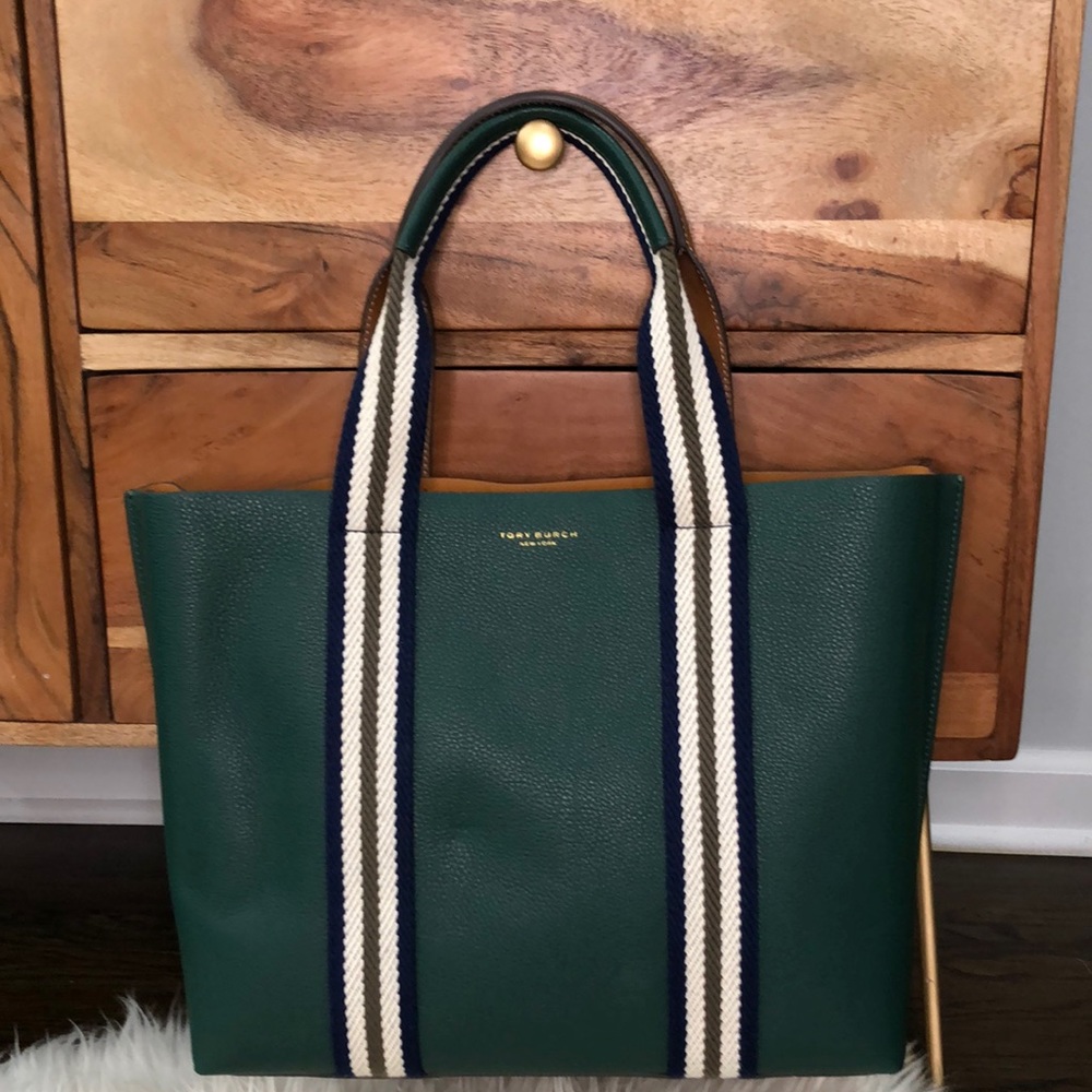 Tory Burch Perry multi-stripe triple compartment tote